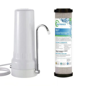 Atlas Depural Λευκή Συσκευή Φίλτρου Νερού Άνω Πάγκου Μονή με Βρυσάκι και φίλτρο Matrikx PB1 0.5 micron